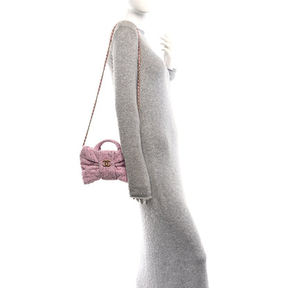 Chanel Tweed Quilted Mini Bow Bag Pink Black Ecru 2 of 11