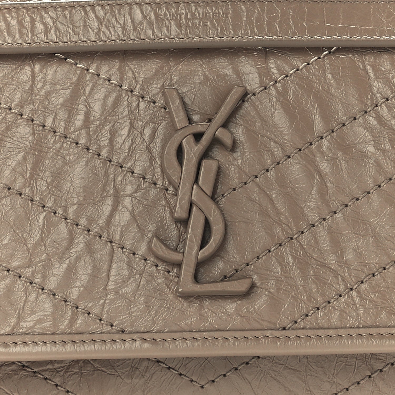 Saint Laurent Crinkled Calfskin Matelasse Monogram Medium Niki Chain Satchel Light Taupe 10 of 13
