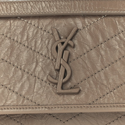 Saint Laurent Crinkled Calfskin Matelasse Monogram Medium Niki Chain Satchel Light Taupe 10 of 13