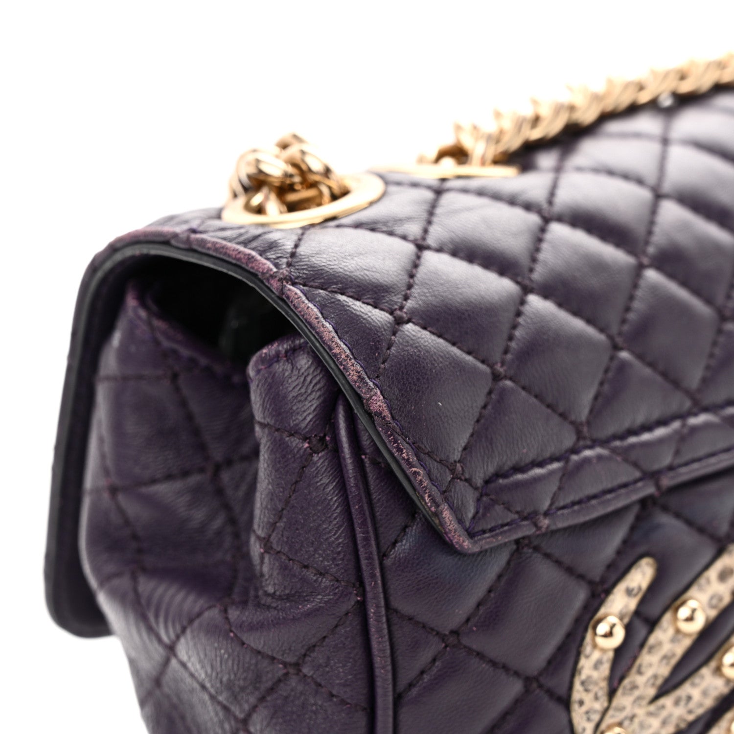 Dolce & Gabbana Lambskin Watersnake Embellished Lucia Shoulder Bag Purple 12 of 19