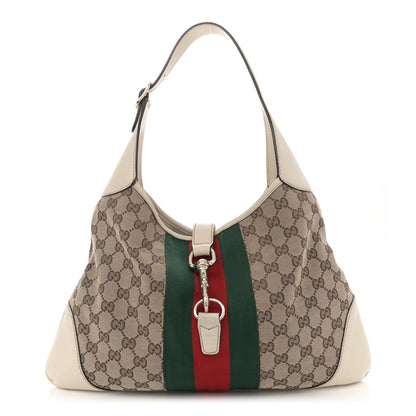 Gucci Monogram Web Jackie O Bouvier Hobo White 1 of 13