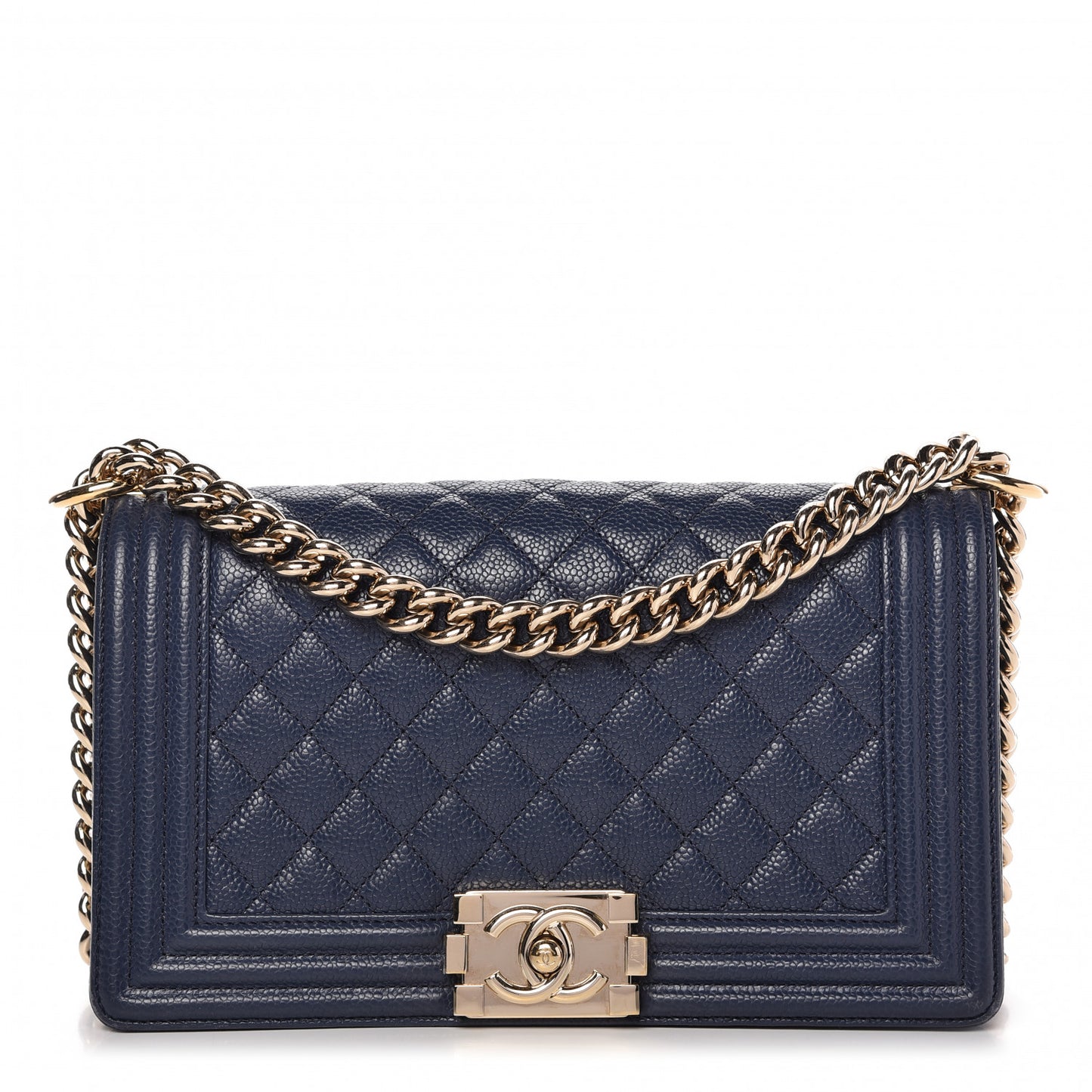 Caviar Quilted Medium Boy Flap Blue