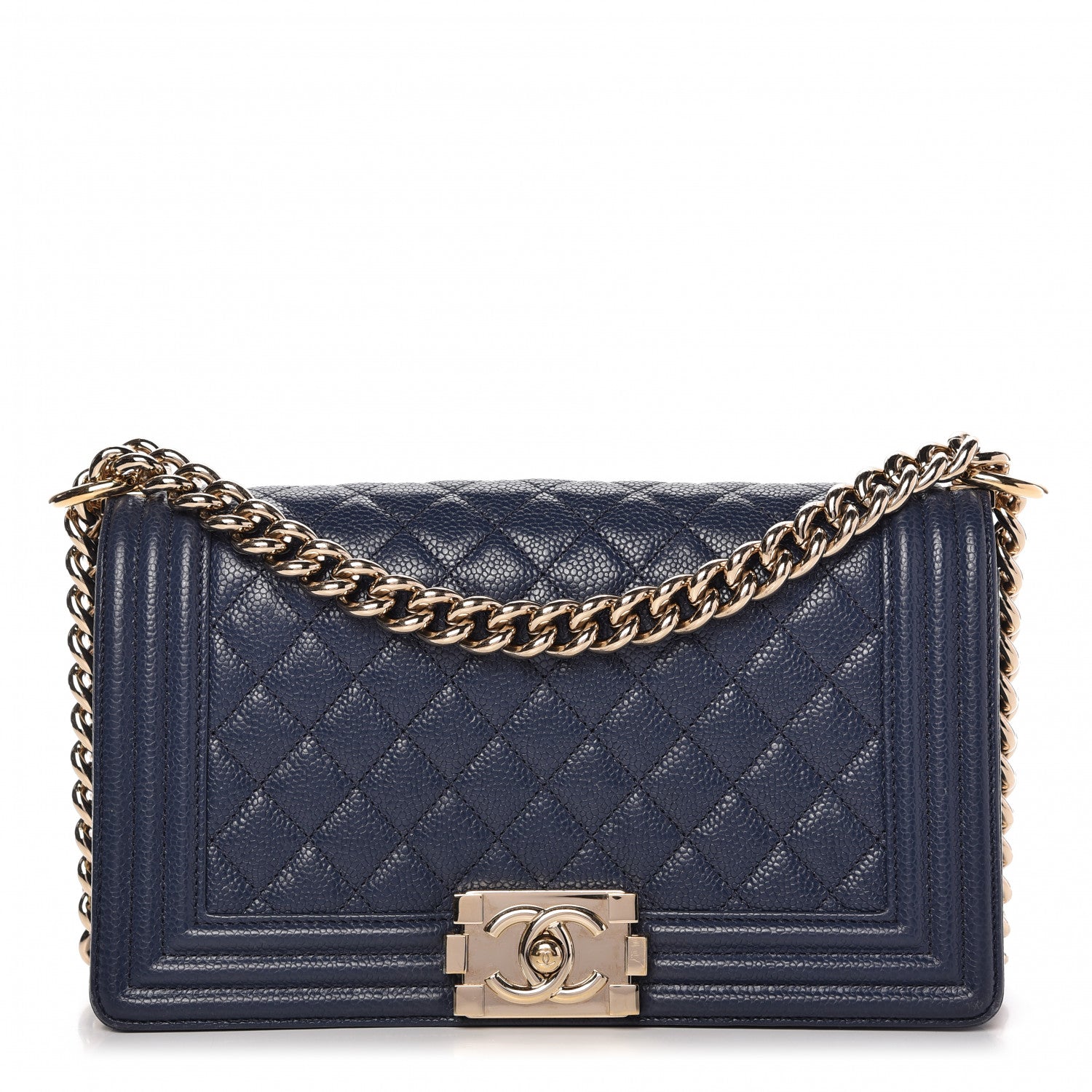 Chanel Caviar Quilted Medium Boy Flap Blue 2 of 19