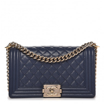 Chanel Caviar Quilted Medium Boy Flap Blue 2 of 19