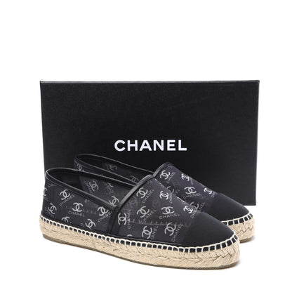 Chanel Mesh Grosgrain CC Espadrilles 38 Black White 10 of 10