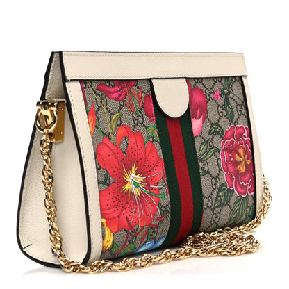 Gucci GG Supreme Monogram Flora Web Small Ophidia Chain Shoulder Bag White 3 of 11