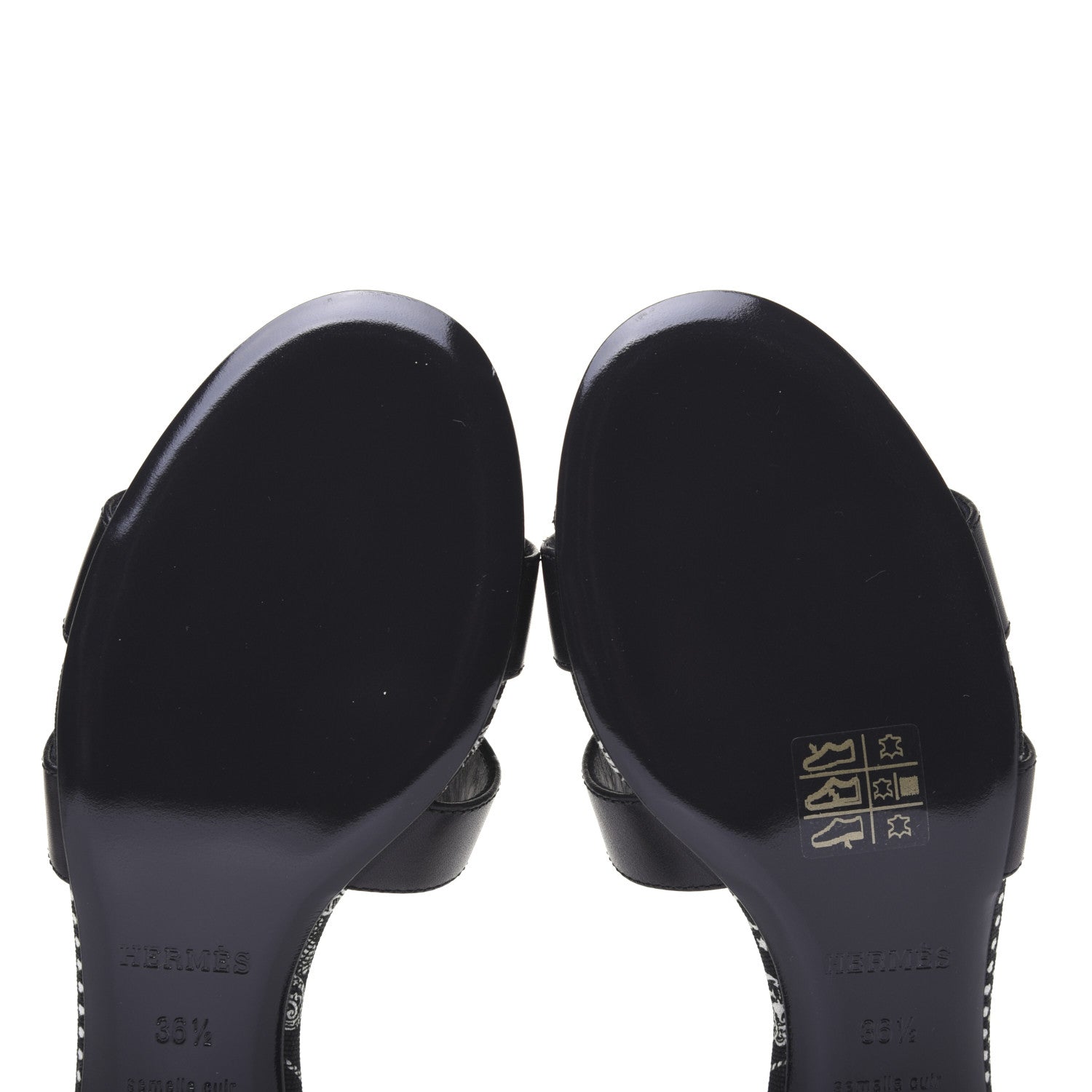 Hermes Calfskin Oasis Sandals 36.5 Black 7 of 11