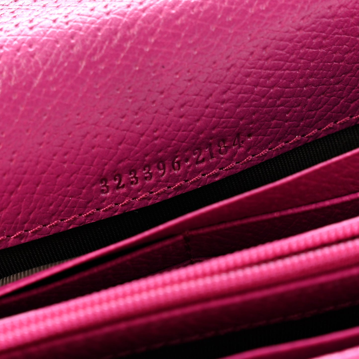 Calfskin GG Monogram Continental Wallet Beige Fuchsia