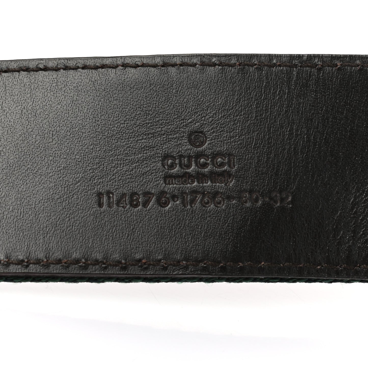 Nylon Calfskin Double G Web Belt 80 32 Green Red Cuir