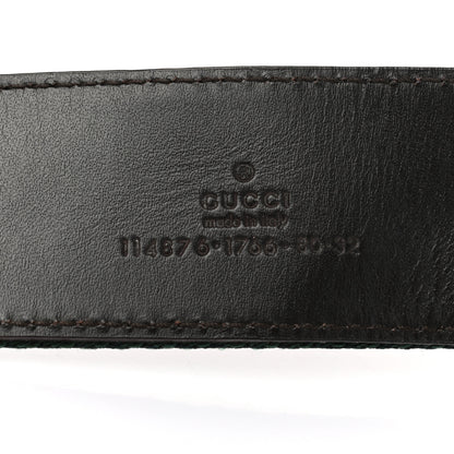 Gucci Nylon Calfskin Double G Web Belt 80 32 Green Red Cuir 3 of 9