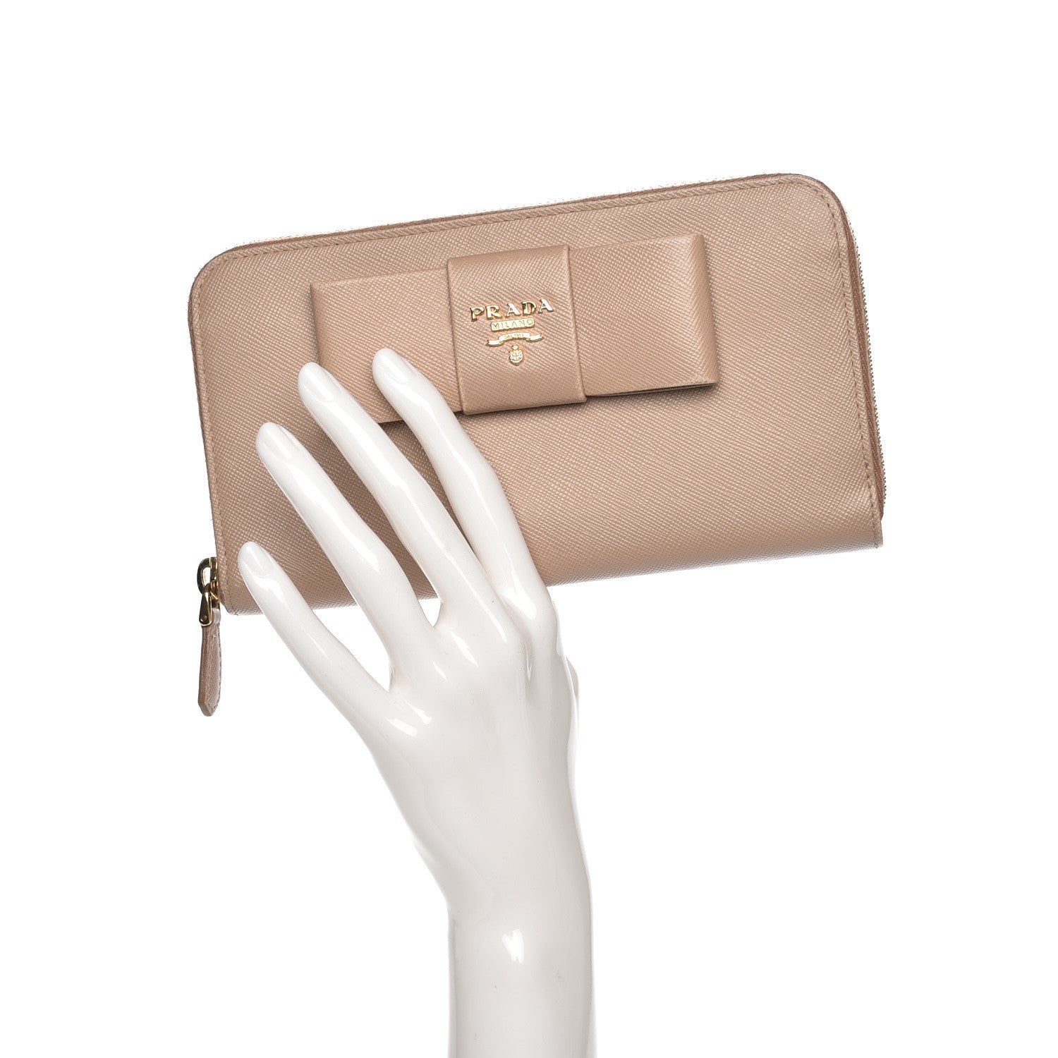 Prada Saffiano Fiocco Bow Zip Around Wallet Cammeo 2 of 13