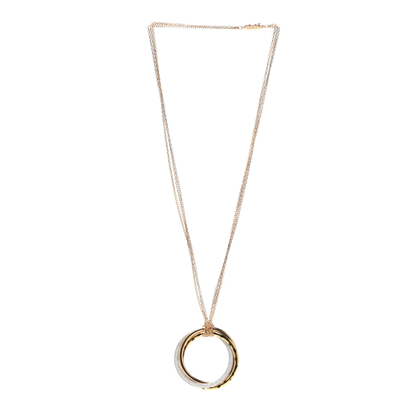 18K Pink Yellow White Gold Diamond Trinity Panthère De Cartier Pendant Necklace