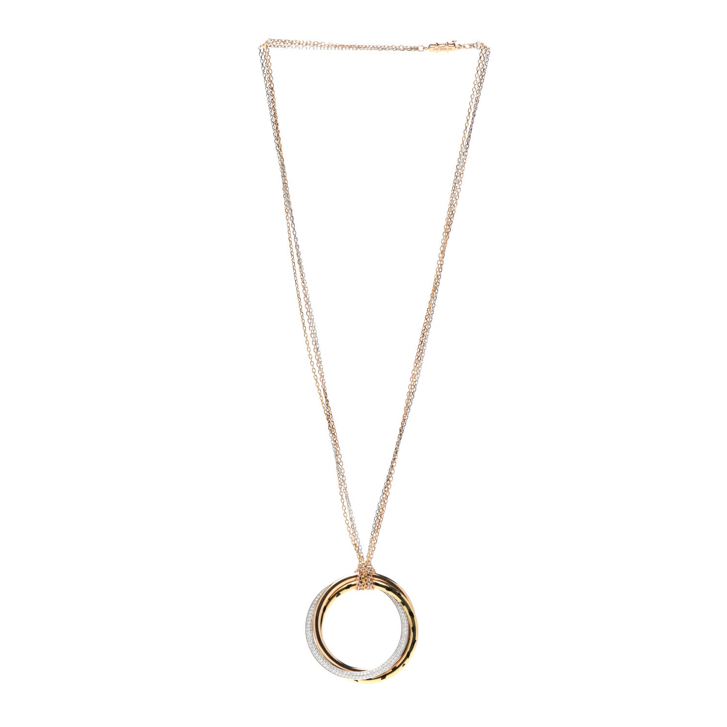 Cartier 18K Pink Yellow White Gold Diamond Trinity Panthère De Cartier Pendant Necklace 3 of 5