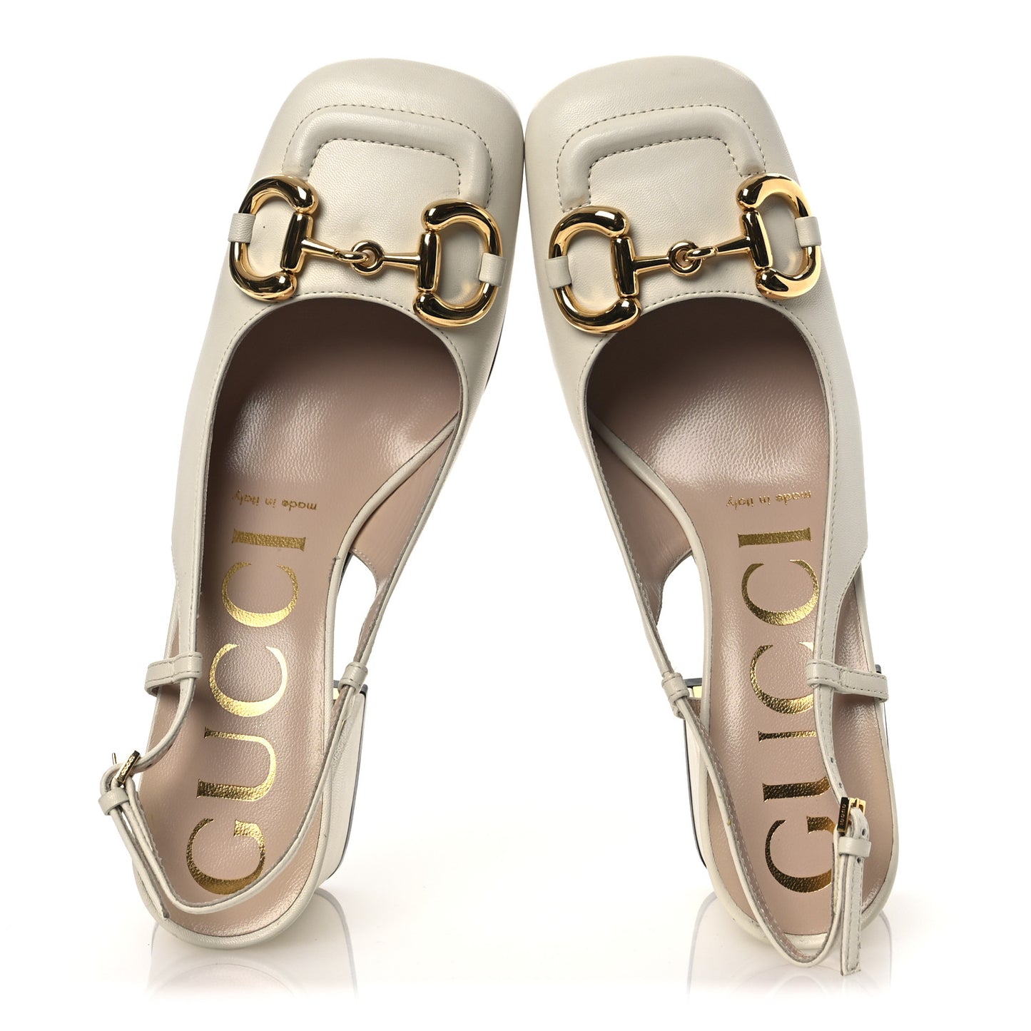 Malaga Kid Horsebit 75mm Slingback Pumps 36 Mystic White