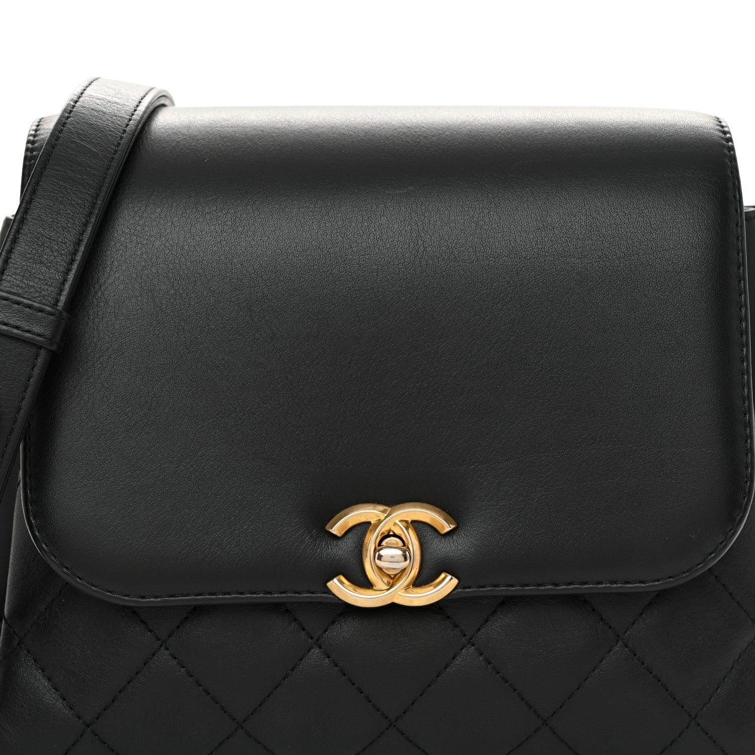Chanel Calfskin Quilted Side Chain Compartment Flap Black 8 of 10