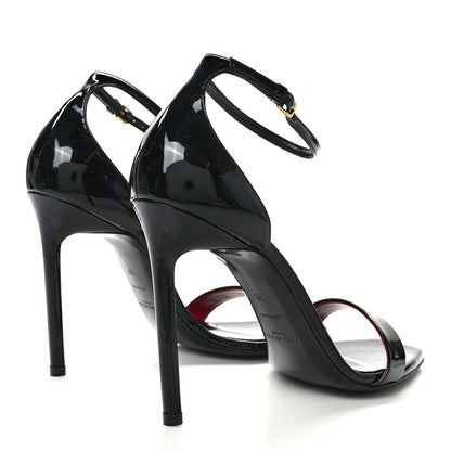 Saint Laurent Patent Calfskin Amber 105 Ankle Strap Sandals 39 Black 4 of 8