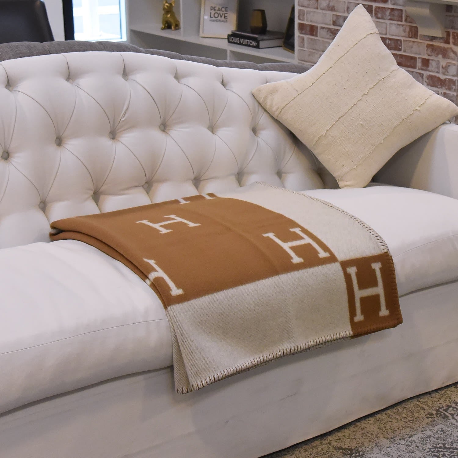 Hermes Wool Cashmere Avalon Blanket Ecru Camel 2 of 4