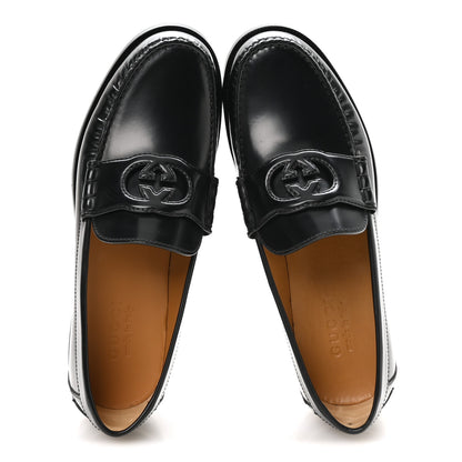 Gucci Calfskin Mens Interlocking G Millennial Ribot Loafers 8 Black 2 of 9