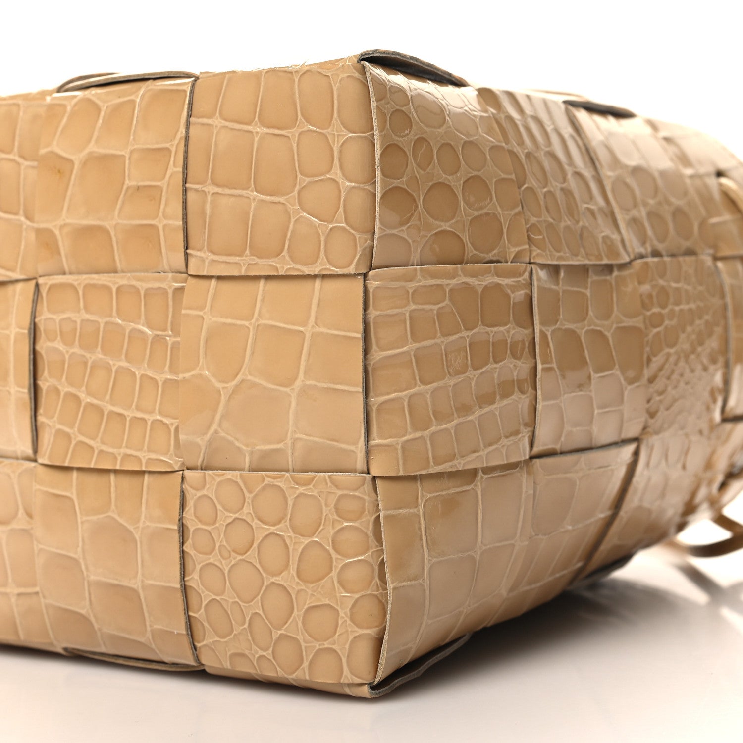 Bottega Veneta Intreccio Mini Gloss Croc Crossbody Bucket Bag Praline 9 of 9