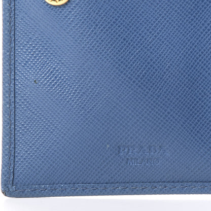 Prada Saffiano Metal Compact Snap Bi-Fold Wallet Cobalto 5 of 12