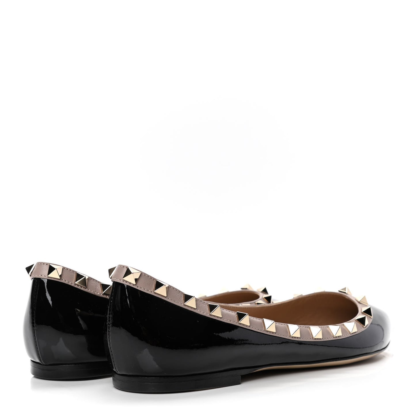 Patent Nappa Rockstud Ballerina Flats 38 Black Poudre