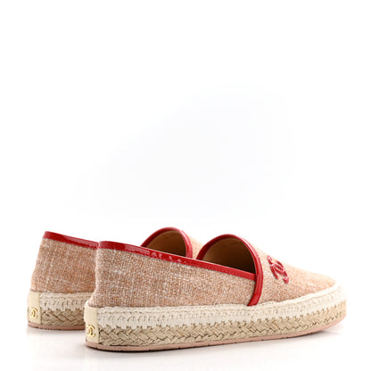Chanel Fabric Patent Calfskin CC Espadrilles 38 Pink Red 4 of 13