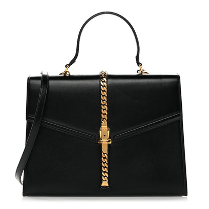 Gucci Azalea Calfskin Medium Sylvie 1969 Top Handle Bag Black 1 of 18