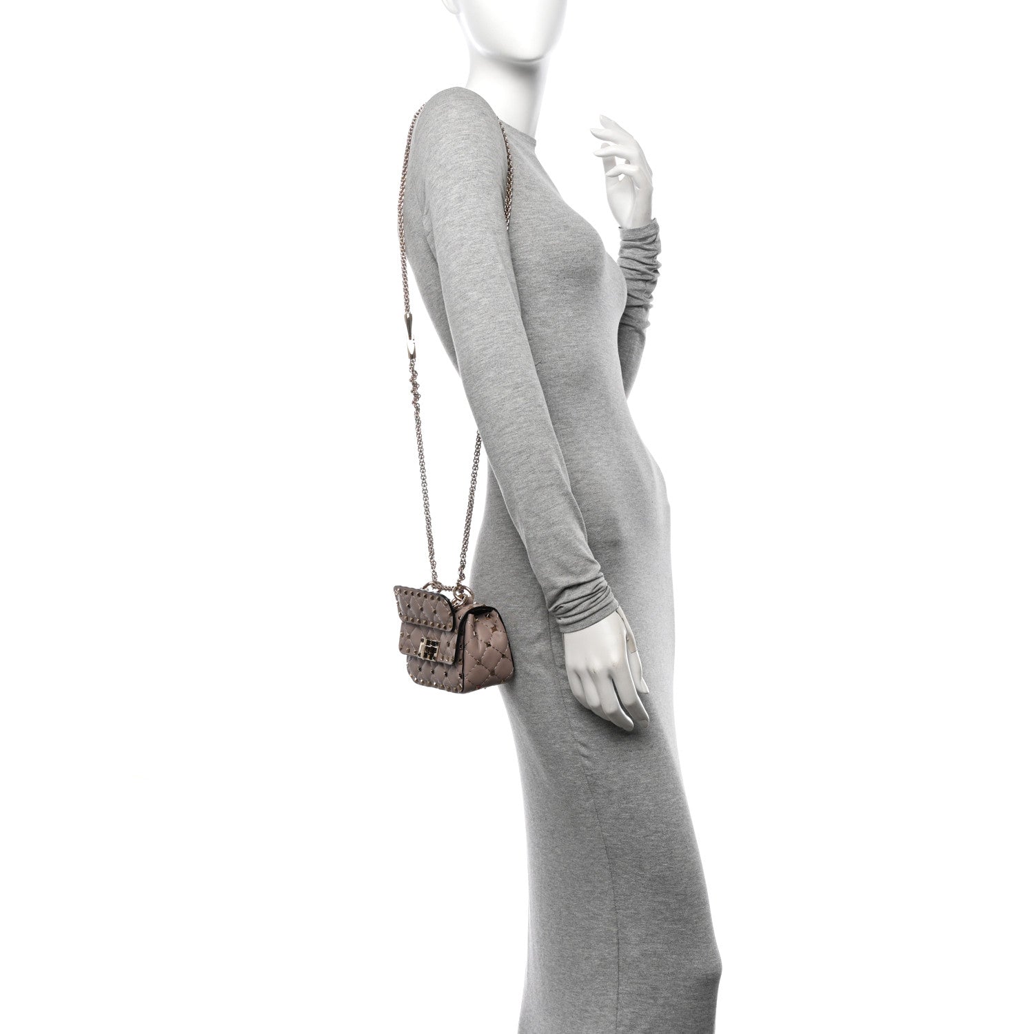 Valentino Garavani Nappa Micro Rockstud Spike Shoulder Bag Poudre 2 of 11
