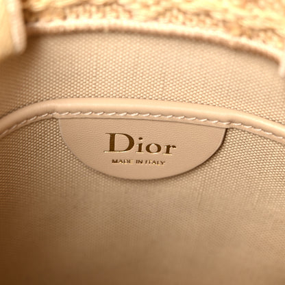 Christian Dior Raffia Cannage Crocheted Bee Mini Book Tote with Strap Natural 6 of 11