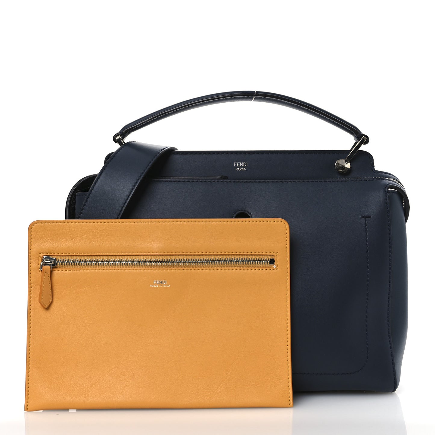 Vitello Baltico Dolce DotCom Satchel Navy Yellow