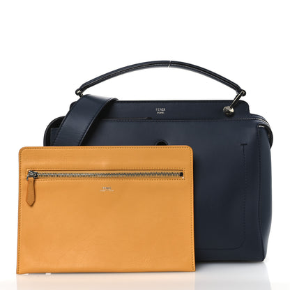 Fendi Vitello Baltico Dolce DotCom Satchel Navy Yellow 3 of 13