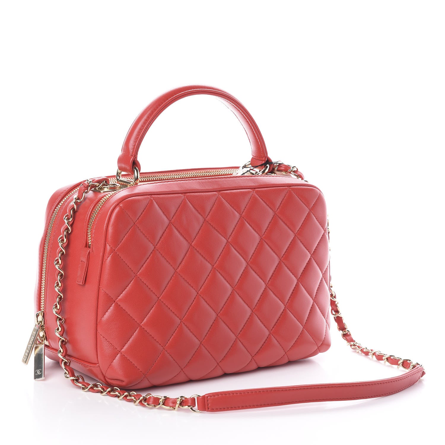 Chanel Lambskin Quilted Medium Trendy CC Bowling Bag Red 2 of 9