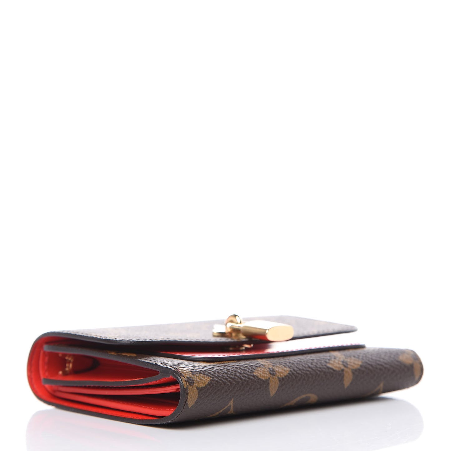 Monogram Flower Lock Compact Wallet Coquelicot