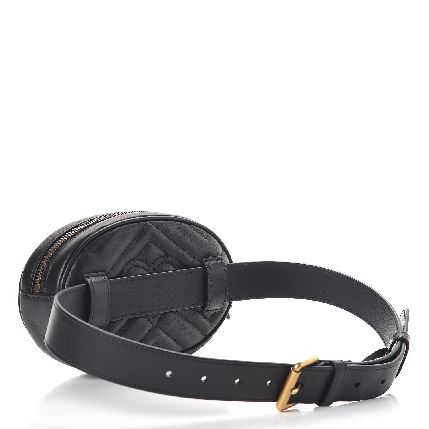 Gucci Calfskin Matelasse GG Marmont Belt Bag 75 30 Black 3 of 8