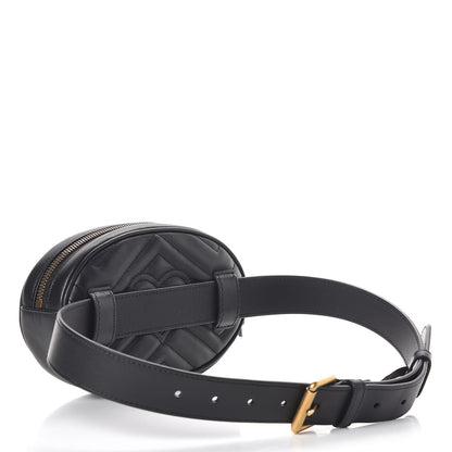 Gucci Calfskin Matelasse GG Marmont Belt Bag 75 30 Black 3 of 8