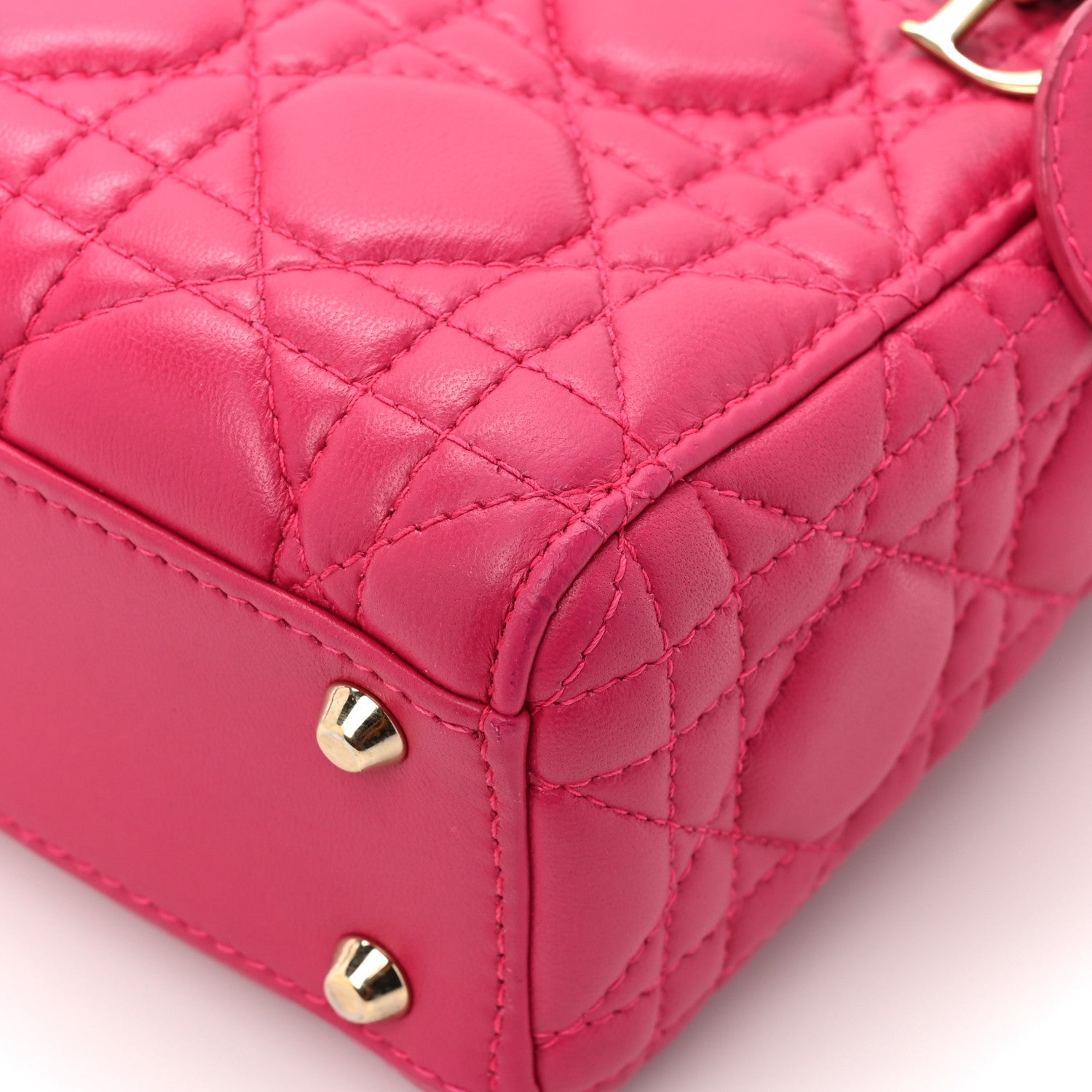 Christian Dior CHRISTIAN DIOR Lambskin Cannage Mini Lady Dior Fuchsia 13 of 17