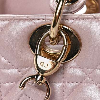 Christian Dior Pearly Lambskin Cannage Medium Lady Dior Lotus 12 of 22