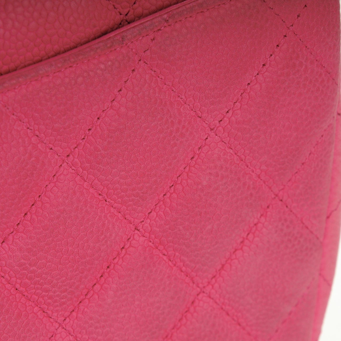 Iridescent Caviar Clutch with Chain Flap Pink