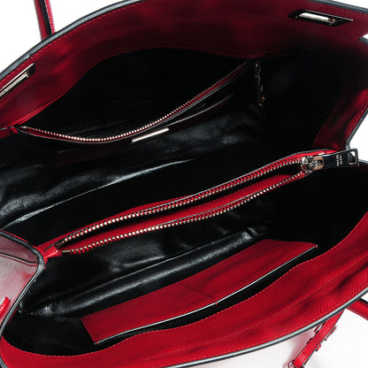 Prada Saffiano Cuir Twin Double Handle Tote Fuoco 6 of 12