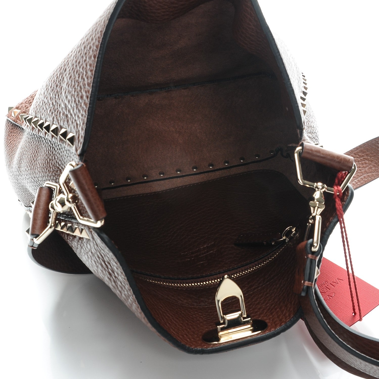 Valentino Garavani Pebbled Calfskin Small Rockstud Flip-Lock Messenger Bag Light Brown 5 of 7
