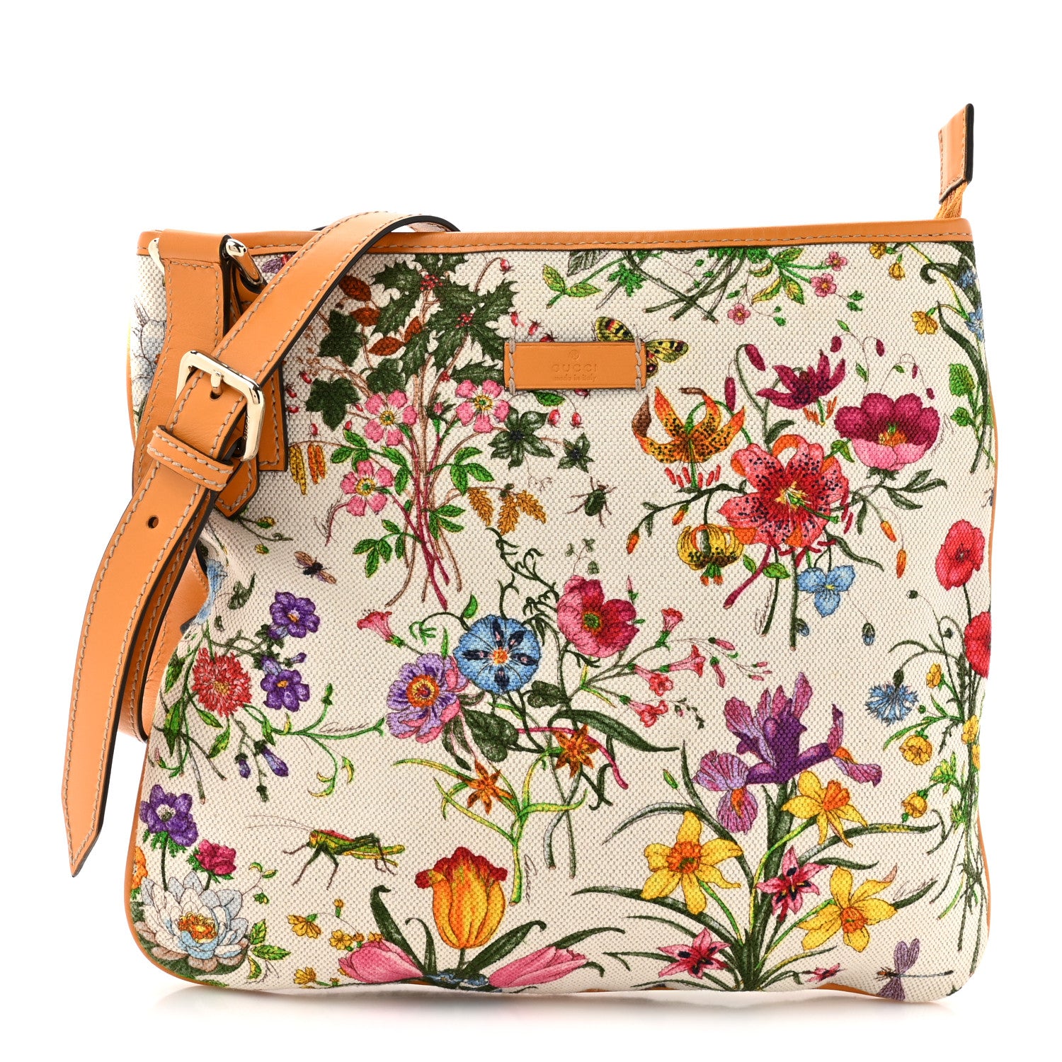 Gucci Canvas Flora Floral Crossbody Bag Orange 1 of 10