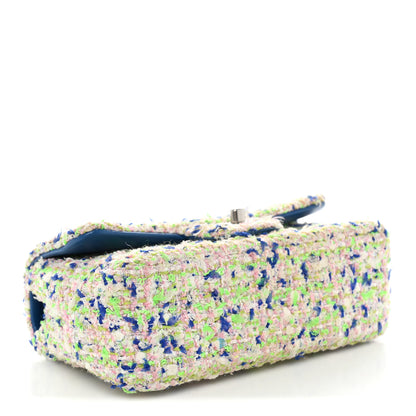 Chanel Tweed Quilted Mini Rectangular Flap Blue White Green 4 of 10