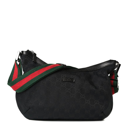 Gucci Monogram Web Medium Half Moon Hobo Black 2 of 16