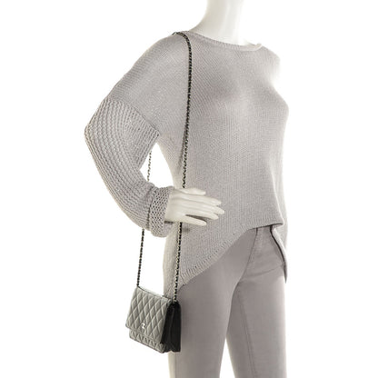 Chanel Patent Quilted Wallet On Chain WOC Dark Grey 2 of 9