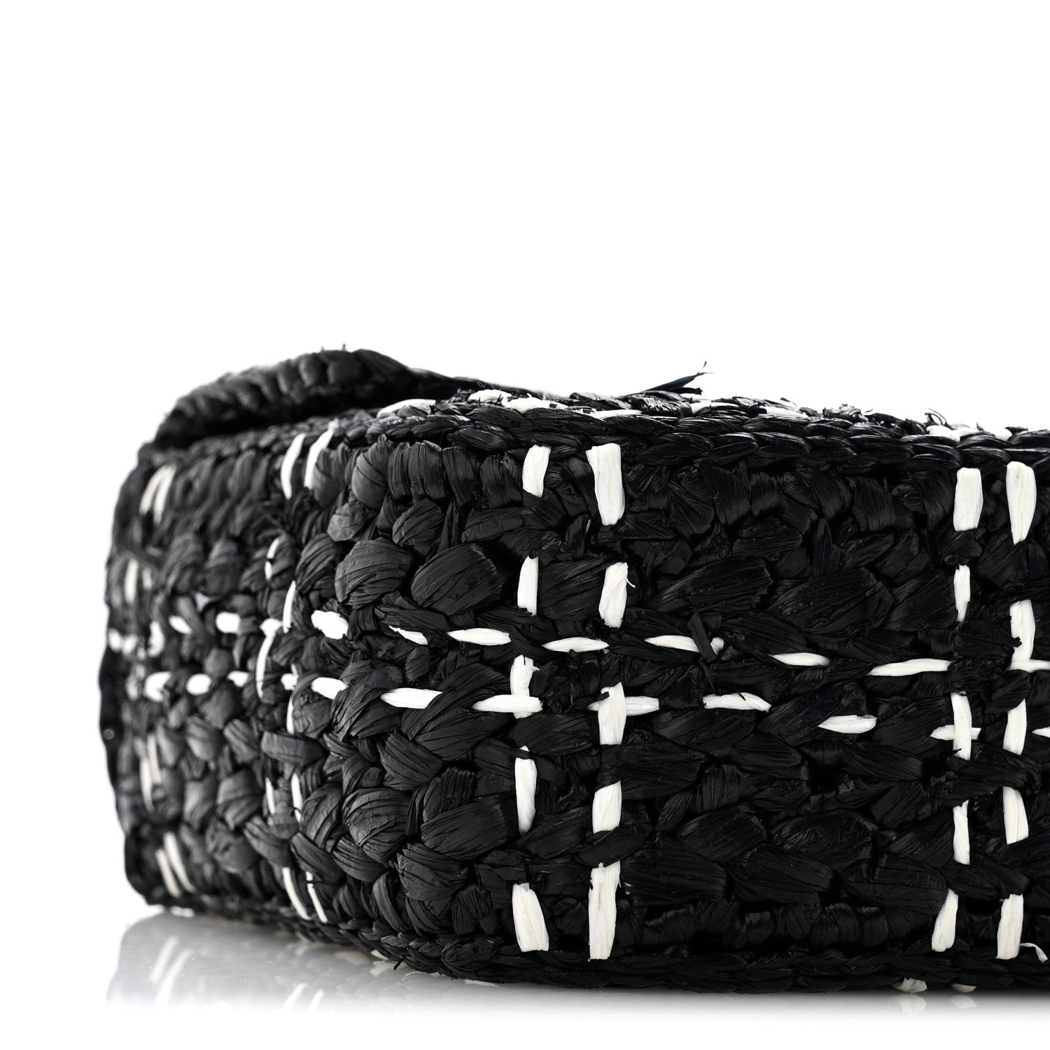 Chanel Raffia Effect Medium Tweedy Flap Bag Black White 9 of 12