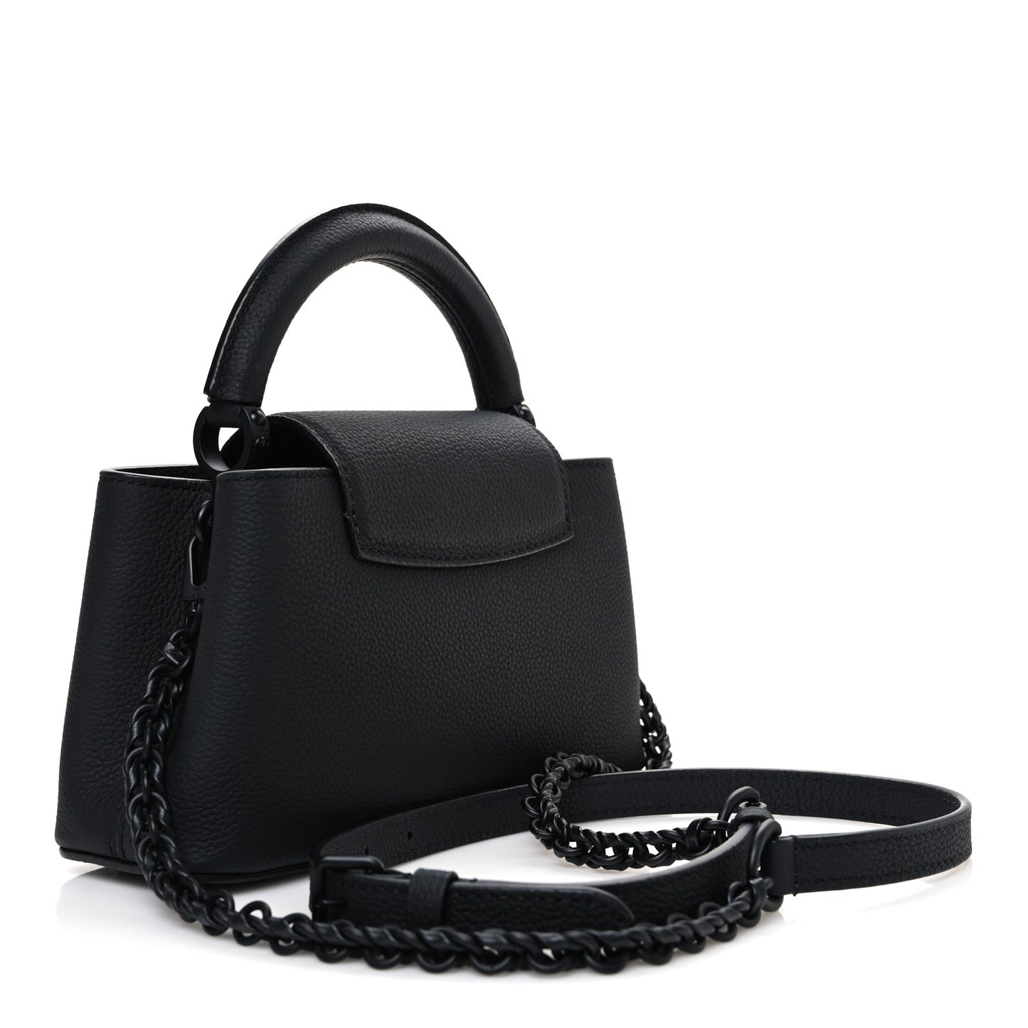 Matte Taurillon Capucines East West Mini All Black