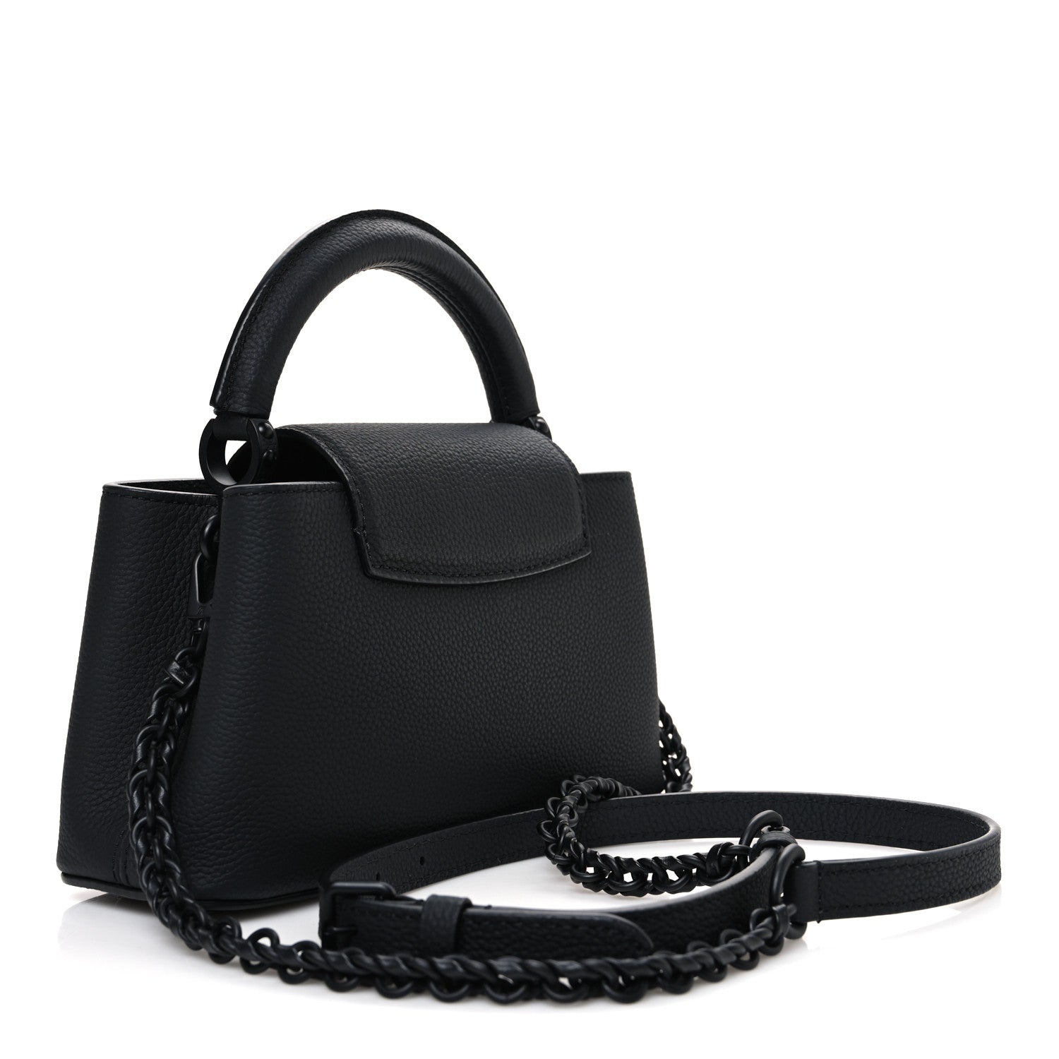 Louis Vuitton Matte Taurillon Capucines East West Mini All Black 3 of 9