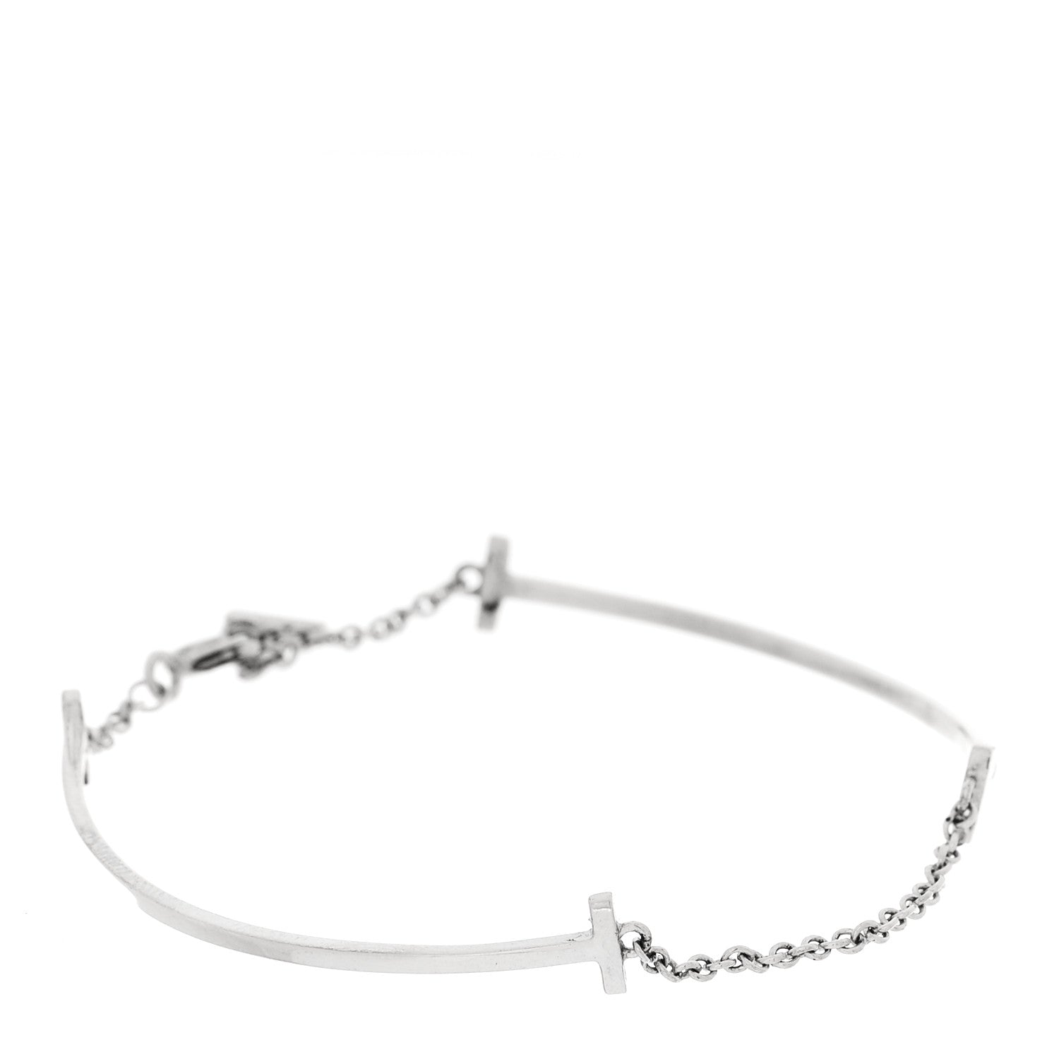 Tiffany Sterling Silver Double T Smile Bracelet 1 of 4
