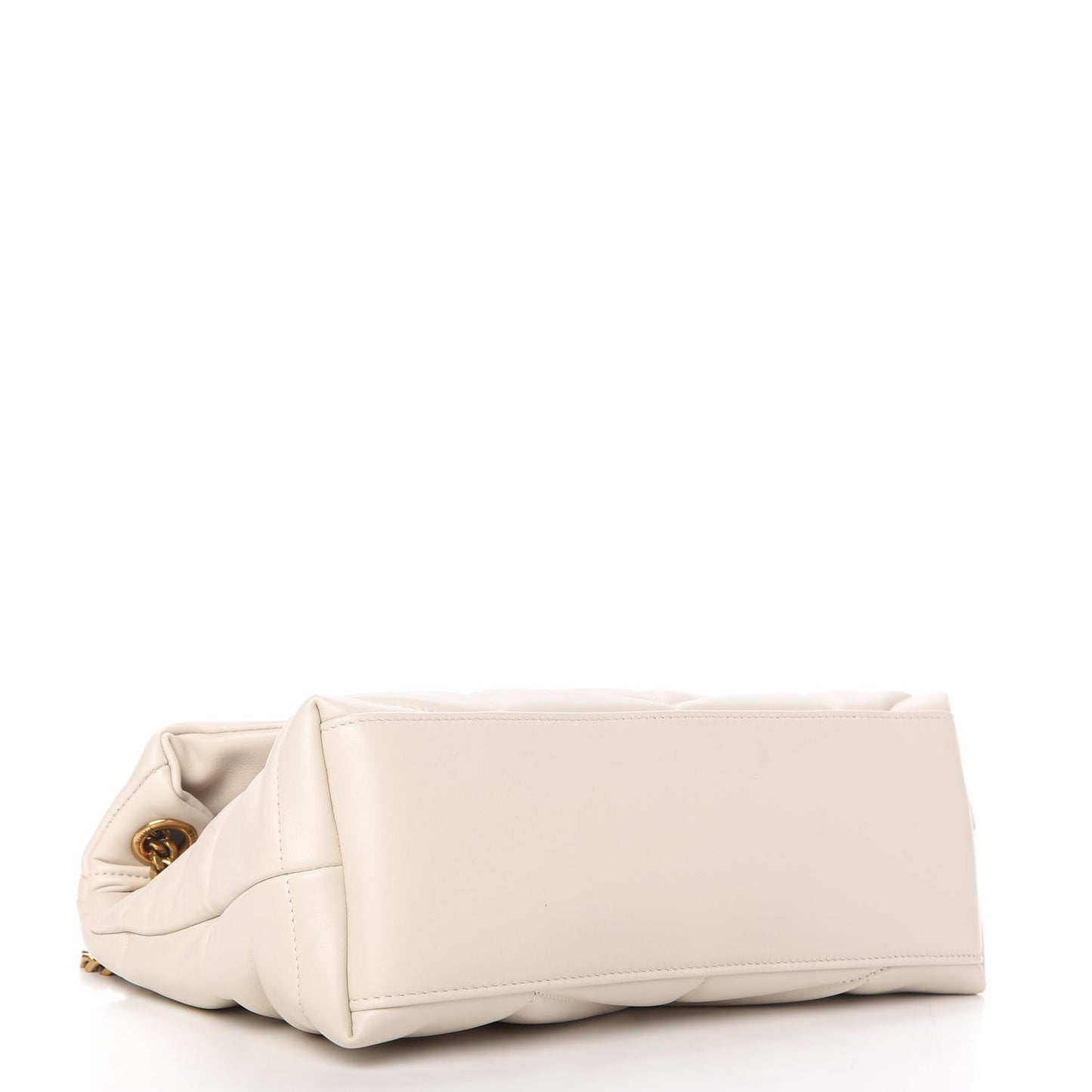 Lambskin Quilted Small Loulou Puffer Monogram Chain Satchel Crema Soft