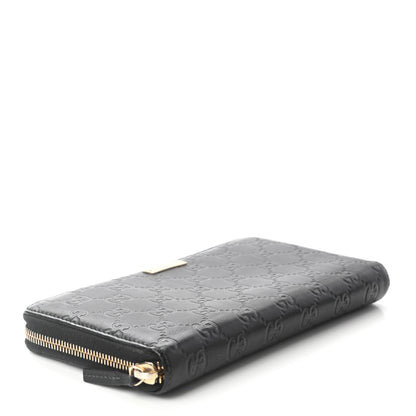 Gucci Guccissima Metal Bar Zip Around Organizer Wallet Black 4 of 7